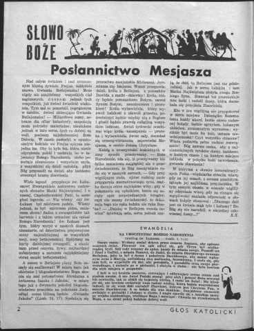 Glos katolicki (1960; n°1 - n°52)  Sous-Titre : Tygodnik wychodztwa  Autre titre : La voix catholique