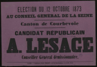 Élections Au Conseil Général de la Seine : Candidat Républicain A. Lesage