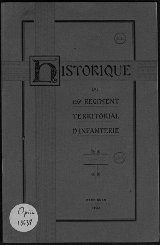 Historique du 126ème régiment territorial d'infanterie