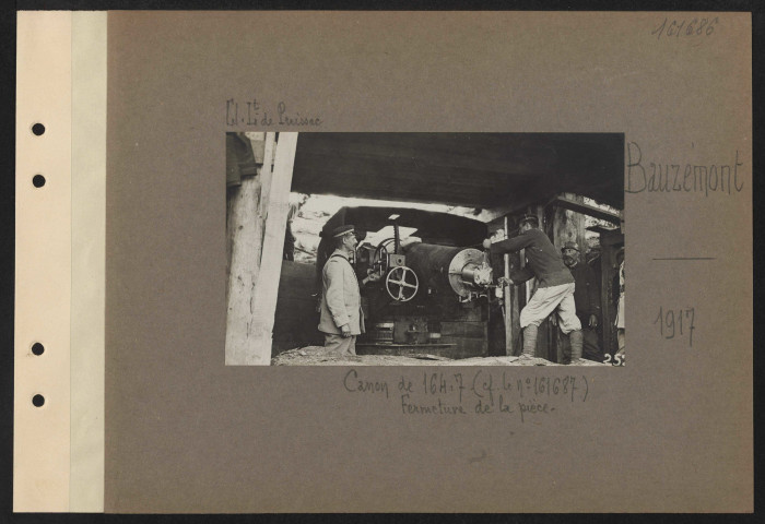 Bauzemont. Canon de 164.7 (cf. 161687) : fermeture de la pièce