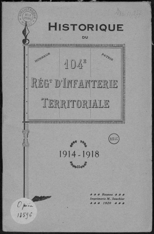 Historique du 104ème régiment territorial d'infanterie