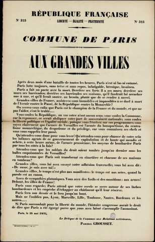 N°323. Aux grandes villes : Paris lutte toujours