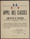 Appel des classes : composition du contingent à incorporer en septembre et octobre 1939