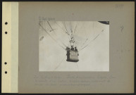 S.l. Sur le front belge. Poste d'aérostiers belges. Dans la nacelle d'un ballon d'observation, appareil de prises de vues cinématographiques