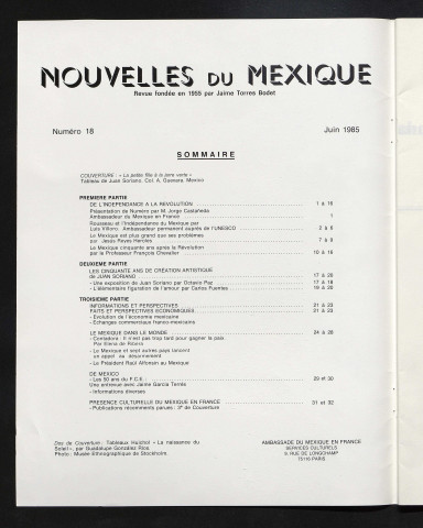 Nouvelles du Mexique - 1985