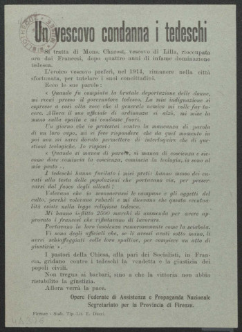 Guerre mondiale 1914-1918. Italie. Opere federate di assistenza e propaganda nazionale