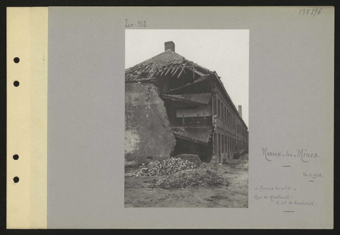Nœux-les-Mines. Corons du n° 3. Rue de Montreuil. Le n° 13 bombardé