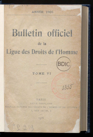 Janvier 1906 - Bulletin officiel de la Ligue des Droits de l'Homme