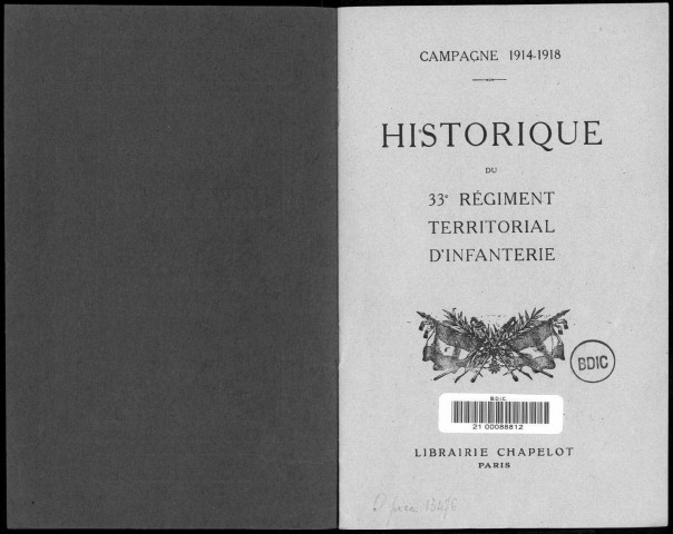 Historique du 33ème régiment territorial d'infanterie