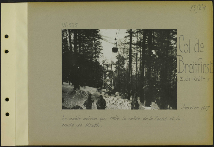 Col de Breitfirst (Est de Kruth). Le câble aérien qui relie la vallée de la Fecht et la route de Kruth