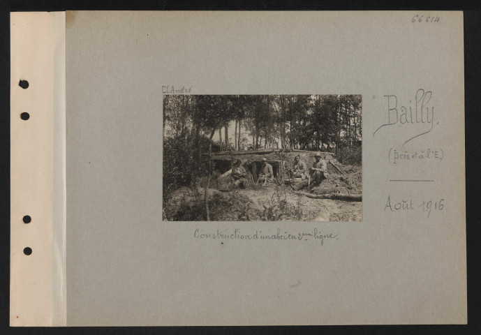 Bailly (près et à l'est). Construction d'un abri en deuxième ligne
