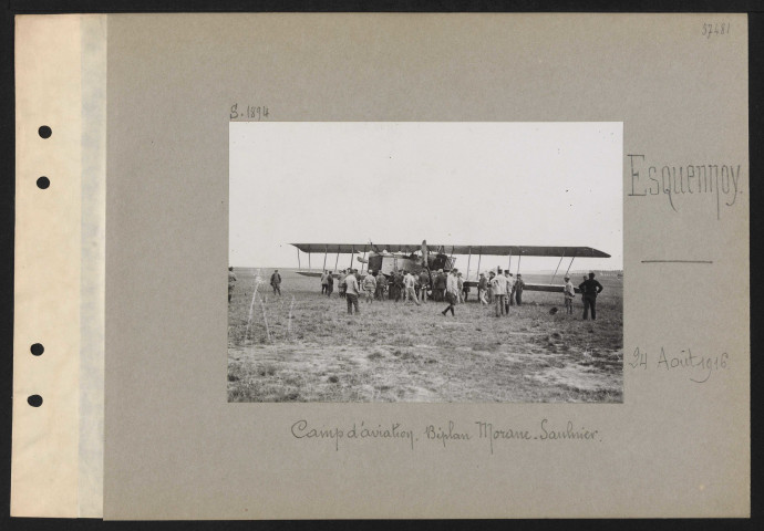 Esquennoy. Camp d'aviation. Biplan Morane-Saulnier