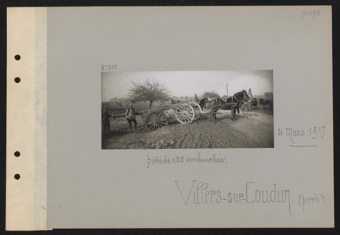 Villiers-sur-Coudun (près). Pièce de 155 embourbée