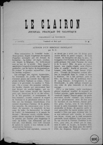 Le Clairon (1916 : n°s 4; 6), Sous-Titre : Journal français de Salonique