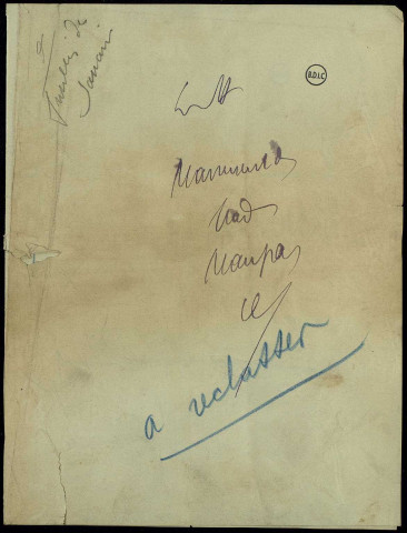 Blanche Maupas : Fragment du manuscrit du "Fusillé" du 31/05/1933Sous-Titre : Fusillés de la grande guerre. Campagne de réhabilitation de la Ligue des Droits de l'Homme