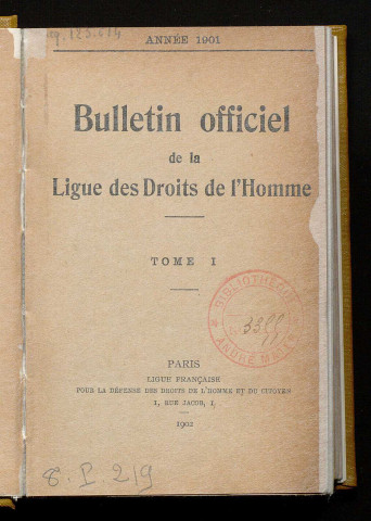 Janvier 1901 - Bulletin officiel de la Ligue des Droits de l'Homme