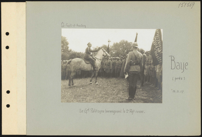 Baye (près). Le général Palitzyne haranguant le 2e Régiment russe