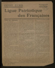 L'Echo de la Ligue patriotique des Françaises - Année 1917