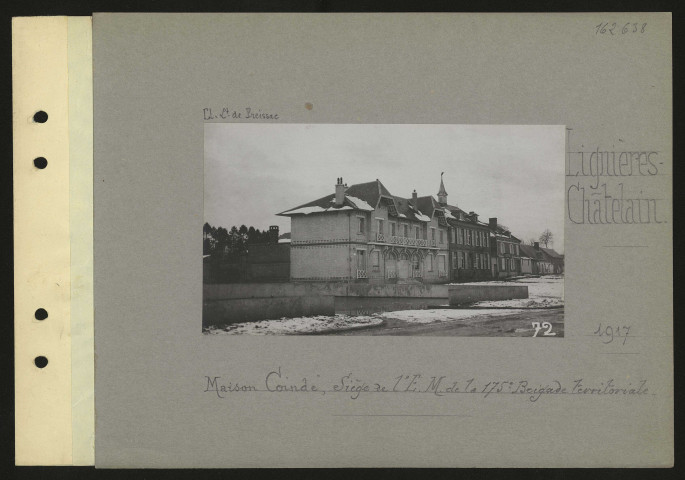 Lignières-Châtelain. Maison Coindé, siège de l'état-major de la 175e brigade territoriale