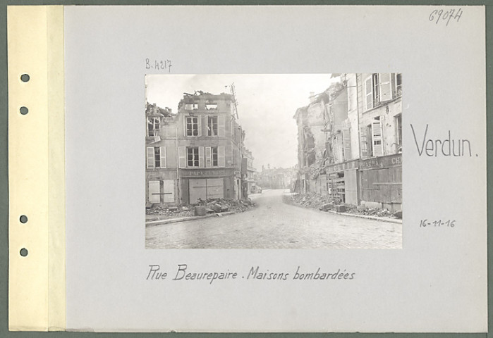 Verdun. Rue Beaurepaire. Maisons bombardées