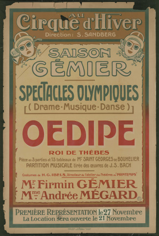 Cirque d'hiver : Œdipe roi de Thèbes