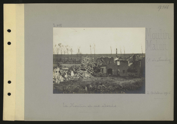 Moulin Malon (ouest de Souchez). Le moulin et ses abords