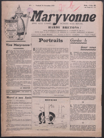 Maryvonne... Hardi Bretons ! Revue Bi-mensuelle Humoristique et littéraire du 248e R. I.