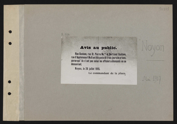 Noyon. Non renseignée [L'occupation allemande]