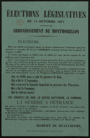 Élections Législatives Arrondissement de Montmorillon : Voter pour le candidat Robert de Beauchamp
