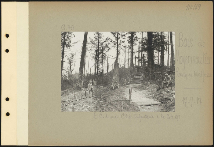 Bois de Moyenmoutier. Ravin de Malfosse. Poste de commandement d'une compagnie d'infanterie à la Cote 651