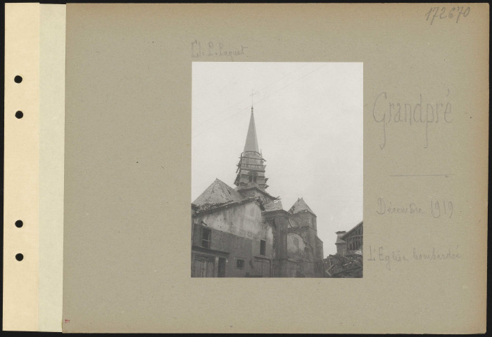 Grandpré. L'église bombardée