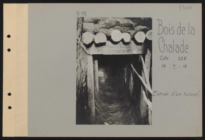 Bois de La Chalade, Cote 285. Entrée d'un tunnel