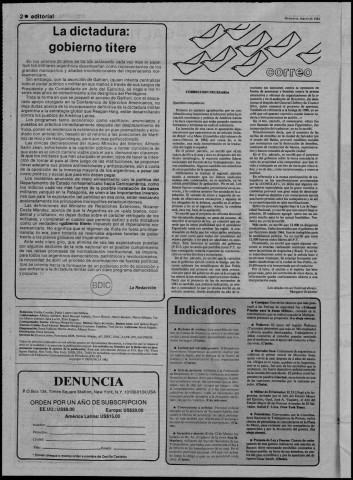 Denuncia. N°66. Marzo 1982. Sous-Titre : Junto al pueblo, contra la dictadura
