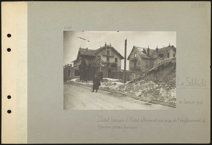 La Schlucht. L'hôtel français et l'hôtel allemand ; vue prise de l'emplacement de l'ancien poteau-frontière