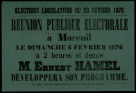 Réunion publique électorale à Moreuil : Ernest Hamel