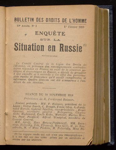 Février 1919 - Bulletin des Droits de l'Homme