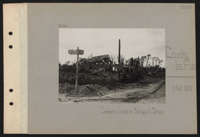 Conchy-les-Pots. Carrefour de la route de Boulogne-la-Grasse