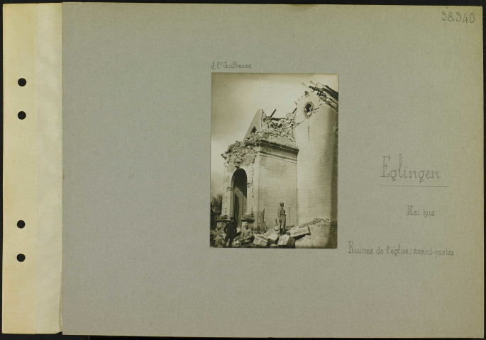Eglingen. Ruines de l'église ; avant-postes