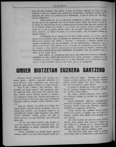 Alderdi (1959 : n° 142-153). Sous-Titre : Boletín del Partido nacionalista vasco