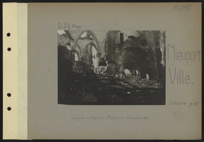 Nieuport-Ville. L'église collégiale Notre-Dame bombardée