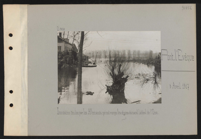 Pont-l'Évêque. Inondation tendue par les Allemands qui ont rompu les digues du canal latéral de l'Oise