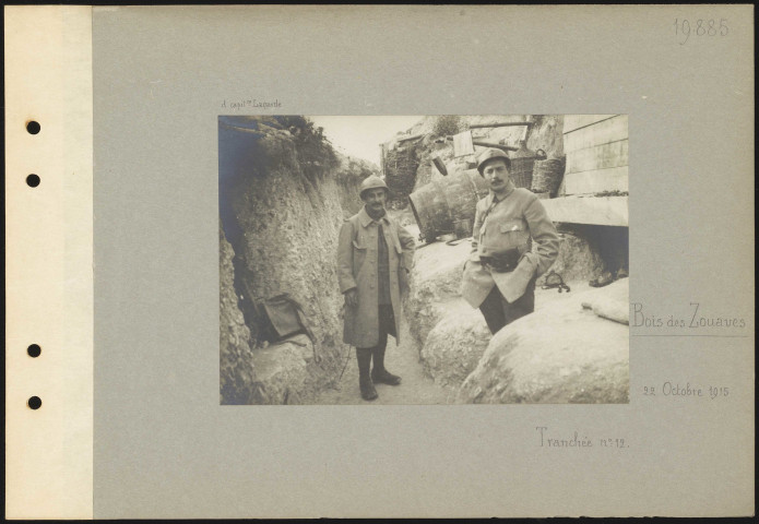 Bois des Zouaves. Tranchée numéro 12