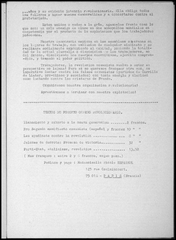 Alarma (1976 ; n°31). Sous-Titre : Boletín de Fomento obrero revolucionario. Autre titre : Boletín de FOR