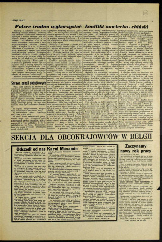 Glos Pracy (1965; n°1- n°12)  Sous-Titre : Miesiecznik robotnikow polskich zrzeszonych w C. G. T. Force Ouvrière.  Autre titre : "La Voix du Travail". Journal polonais de la C. G. T. Force Ouvrière