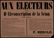 F. Herold aux électeurs de la 8me circonscription de la Seine