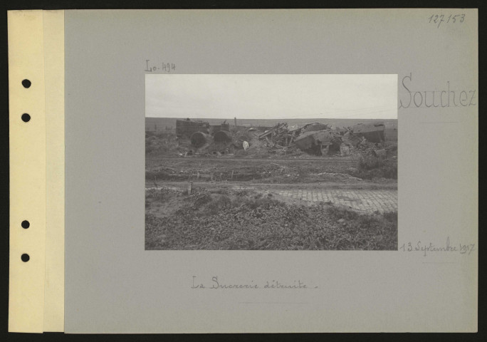 Souchez. La sucrerie détruite