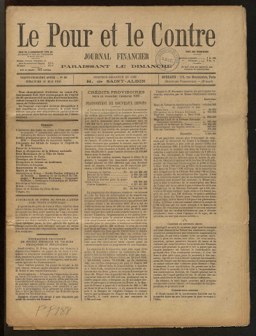 Le Pour et le Contre - Année 1916- Numéros 21 à 43