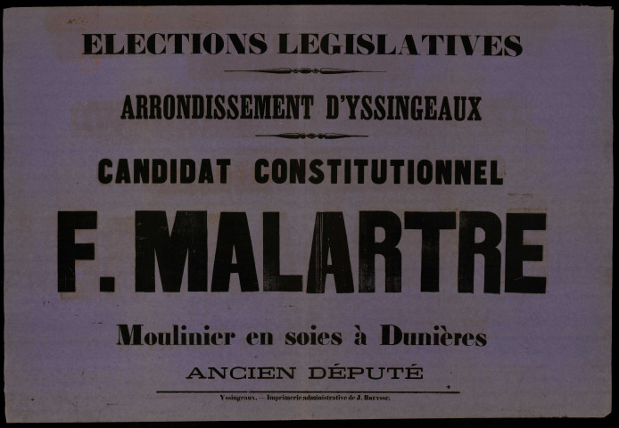 Arrondissement d'Yssingeaux : F. Malartre
