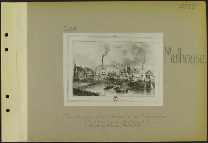Mulhouse. Manufacture André Koechlin. Litographie. (Bibliothèque nationale).