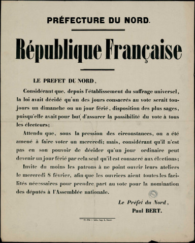 Sous la pression des circonstances, on a été amené à faire voter un mercredi